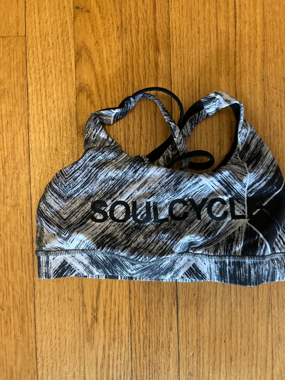 soulcycle Black & White Abstract Print Sports Bra